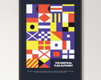 Nautical Alphabet Print, Maritime Flags, Nautical Flags Poster, Nautical Decor