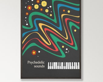 Piano Poster, Jazz Print, Music Quotation, Jazz Poster, Jazz musicians, Poster, Home Decor, Wall Art, Psychedelic