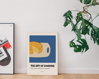 Cheese Poster, Kitchen Art, 50s kitchen decor, Food Print, Mid Century Modern Poster, Housewarming Gift, Food Lovers