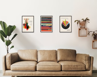 Gallery Wall Set, Set of 3 Posters, Music Wall Decor, Mid-Century Modern