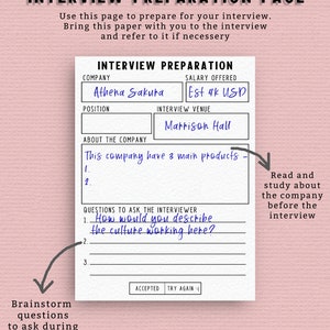 Job Application Tracker Digital Printable | Job Hunting Printable | Interview Preparation ...