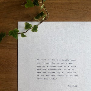 Roald Dahl The Twits Quote Typewriter Print