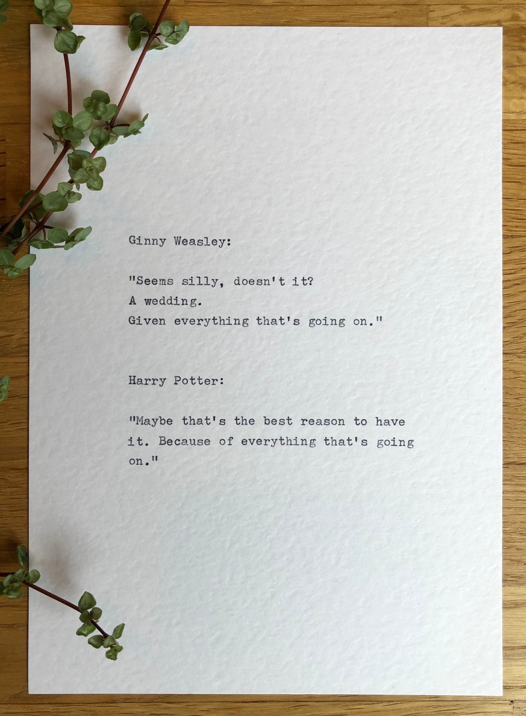 Harry Potter Wedding Quote Print Etsy