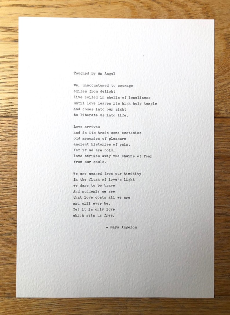 Maya Angelou Touched by an Angel Poem Print Etsy