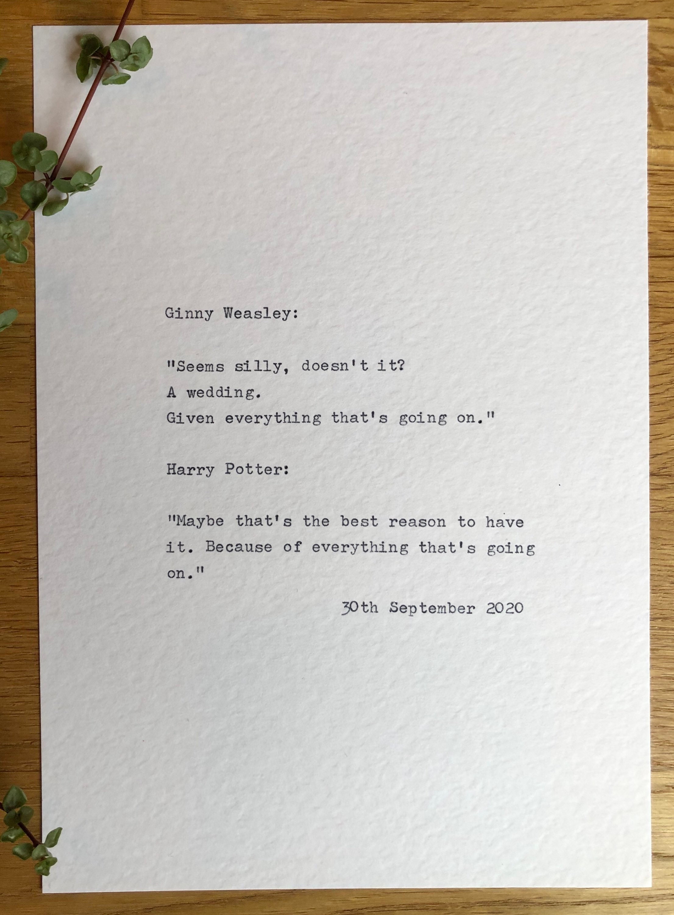 Harry Potter Wedding Quote Print Etsy