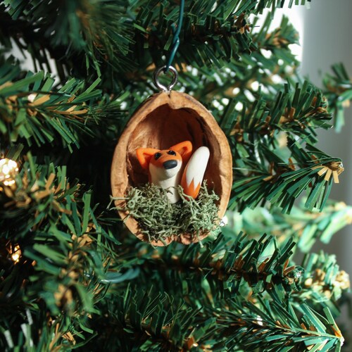 Red Fox Textile Figurine Fox Christmas Ornament Jumping Fox Etsy