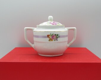 Azucarero con tapa, estampado de rosas, de estilo rústico vintage, fabricado en Baviera.