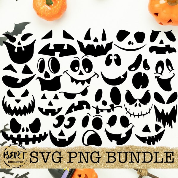 Halloween faces bundle svg, boo svg, ghouls svg, cut files for cricut, silhouette cut files, scary pumpkin cut files, halloween png designs