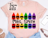 Crayon split monogram svg, teacher name svg, custom teacher svg, back to school svg, personalized school shirt svg, svg cut files for cricut