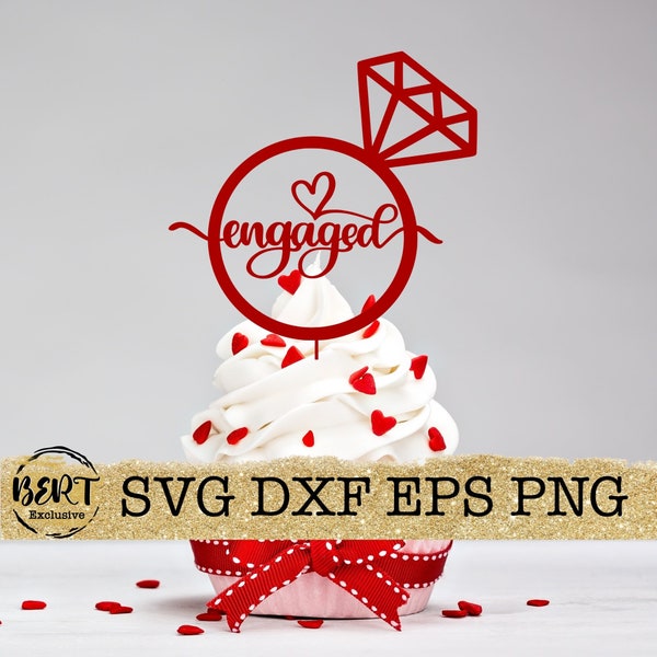 Engaged cake topper svg, cake topper cut files for cricut silhoutte, wedding ring cake topper svg, engagement decor svg, Mrs and Mrs svg png