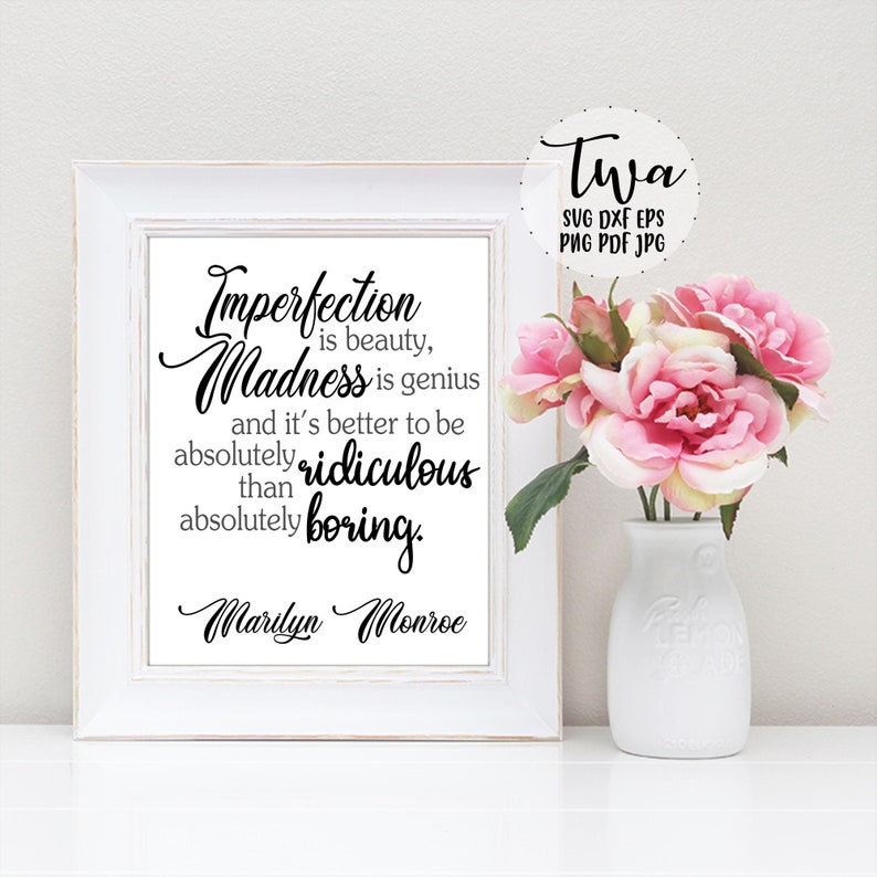 Download Imperfection is beauty Marilyn Monroe quotes printable | Etsy