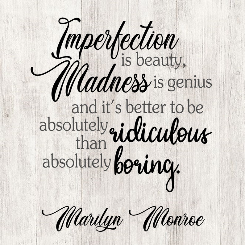 Download Imperfection is beauty Marilyn Monroe quotes printable | Etsy
