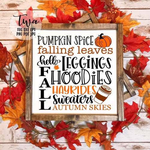 Fall Word Art Sign Svg Autumn Subway Svg Fall Subway Art - Etsy