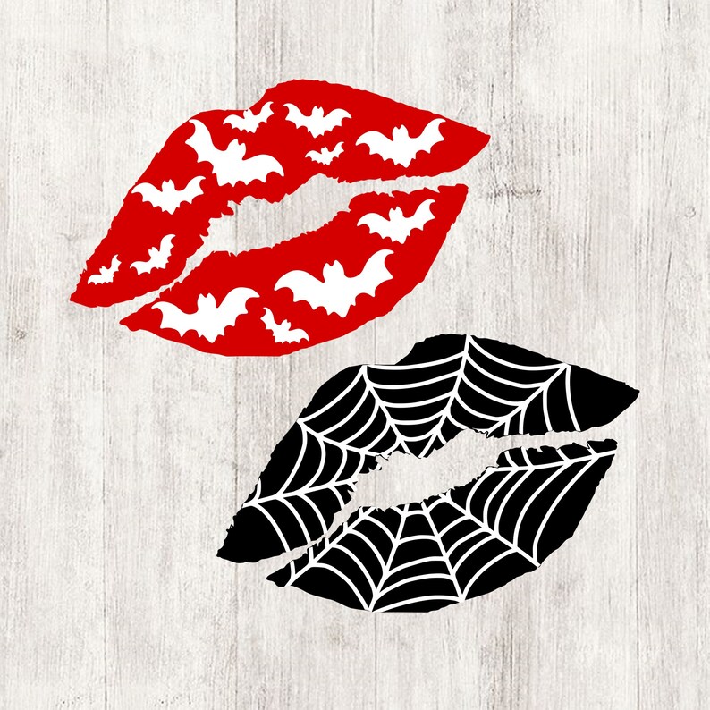 Download Halloween lips svg spider web lips svg bat lips svg cut | Etsy