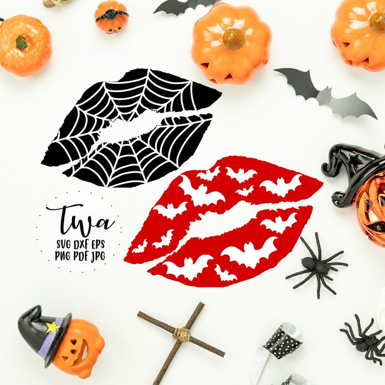 Download Halloween lips svg spider web lips svg bat lips svg cut | Etsy