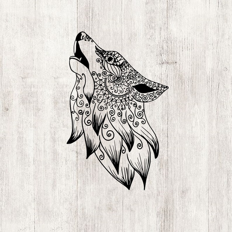 Download Mandala svg files for cricut wolf wolf hand drawn mandala | Etsy