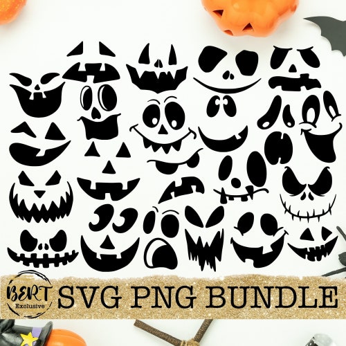 Halloween Faces Bundle Svg Boo Svg Ghouls Svg Cut Files for - Etsy