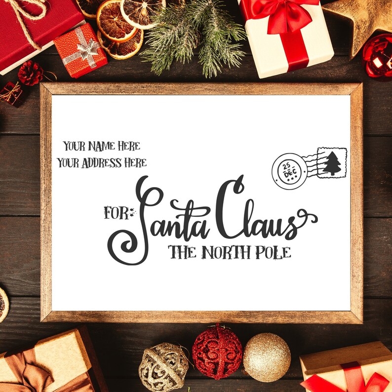 Letter to Santa sign svg custom name and address stamps Etsy