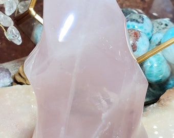 HUGE 6' Star Rose Quartz Crystal Flame w/ Rainbows Galore Over 2lbs