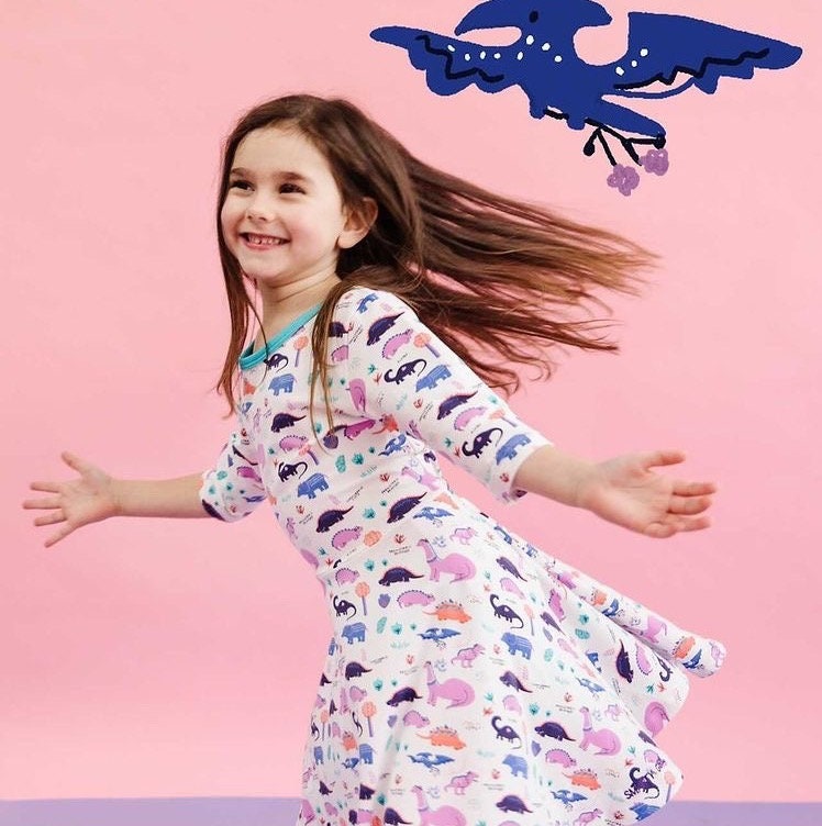 Dinosaur dress with pockets cheap