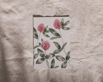 Postcard red clover-pattern, 300g/m2, DIN A6 / 4.1 x 5.8"