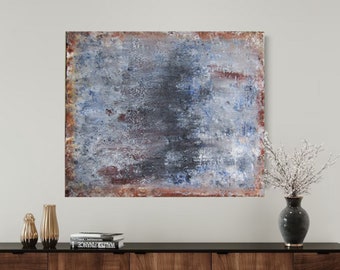 Colorful Abstract Wall Decor - Hand-painted Vibrant Canvas Art with Sand and Acrylic