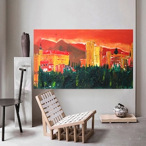 One-of-a-Kind Handcrafted Alhambra Inspired Abstract Art with Acrylic & Mixed Media