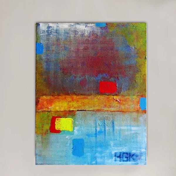 Peinture de style industriel faite à la main avec des mélanges de couleurs abstraits - Décoration unique pour la maison