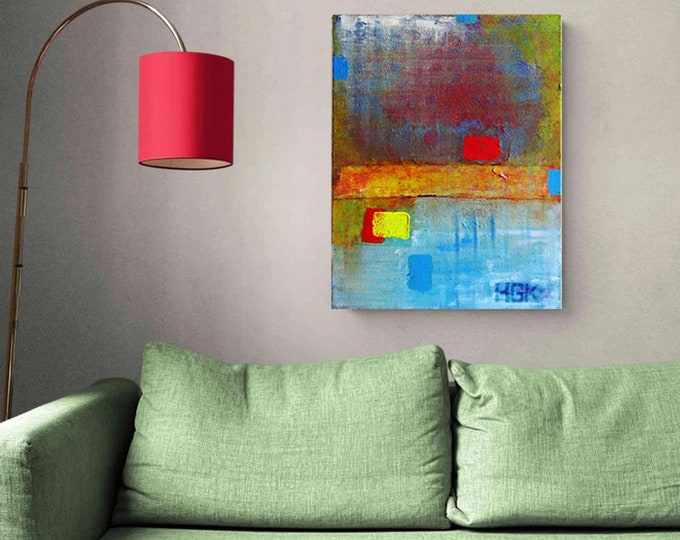 Featured listing image: Industrial style: handmade abstract painting in unique colors