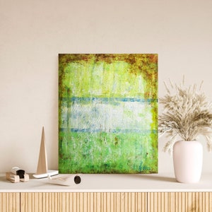 Vibrant Green and Blue Abstract Masterpiece - Edgy Handcrafted Canvas Art for Industrial Decor