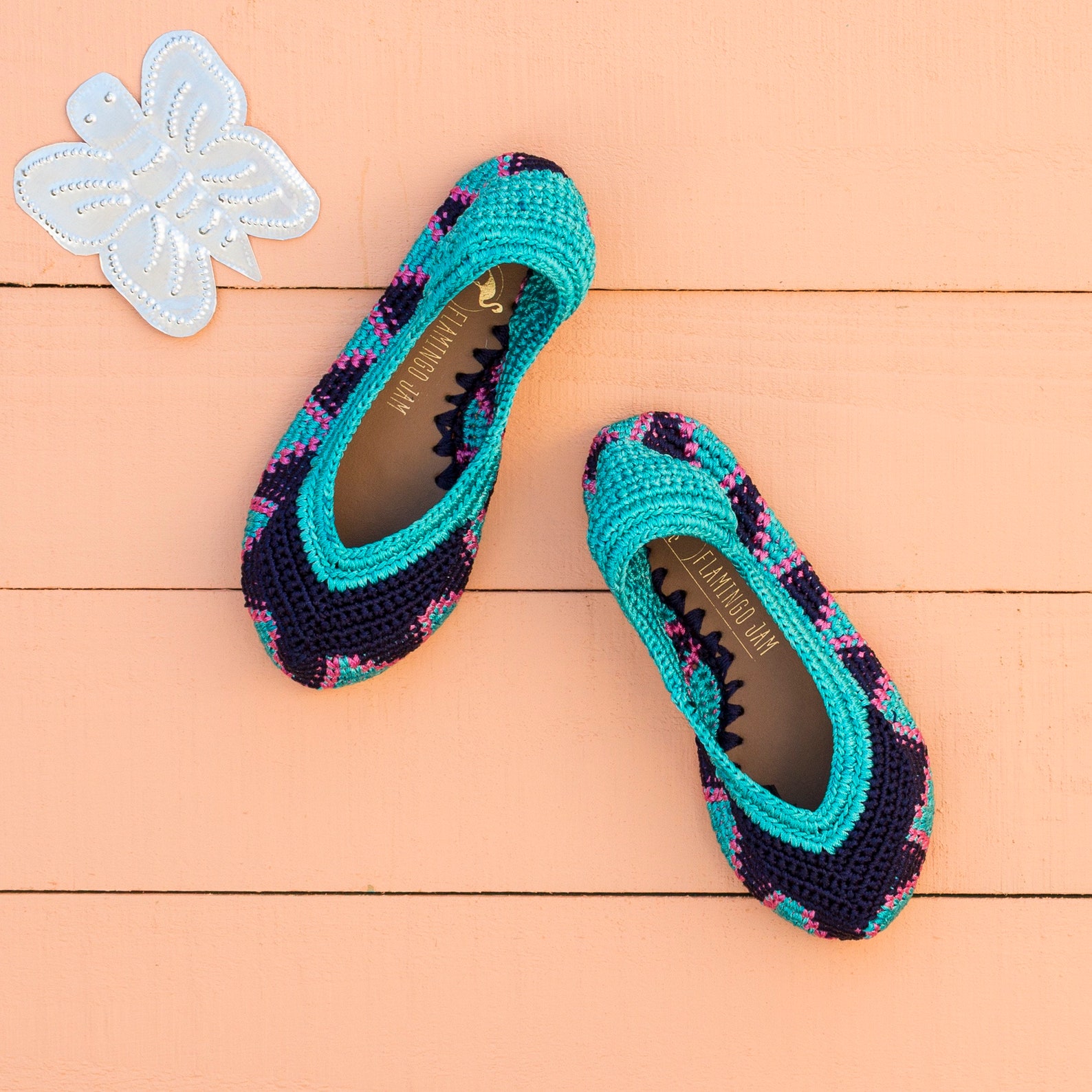 girl's ombak crochet ballet flat shoe