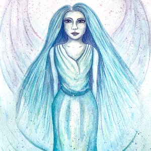 Der Engel des Wassers, Original A3 Aquarellmalerei