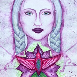 Hummingbird Heart original watercolour