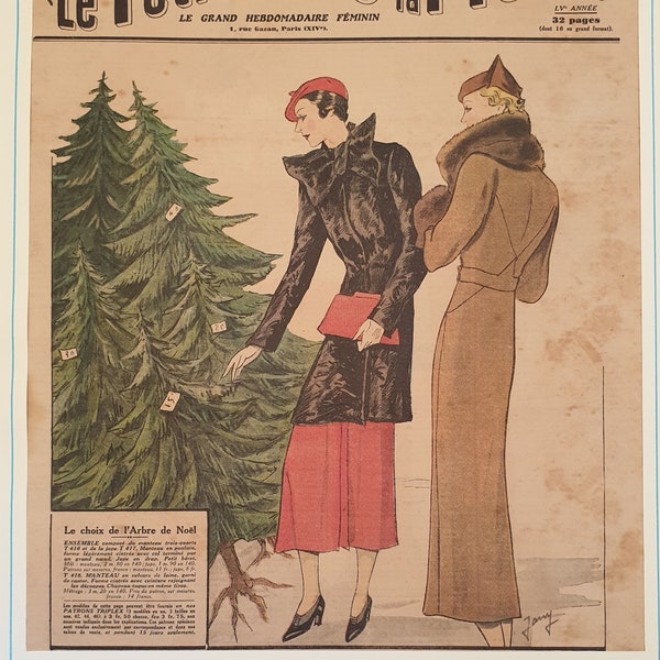 Original fashion print 1933 French Fashion Style Magazine Le Petit Echo de la Mode Models Passepartout
