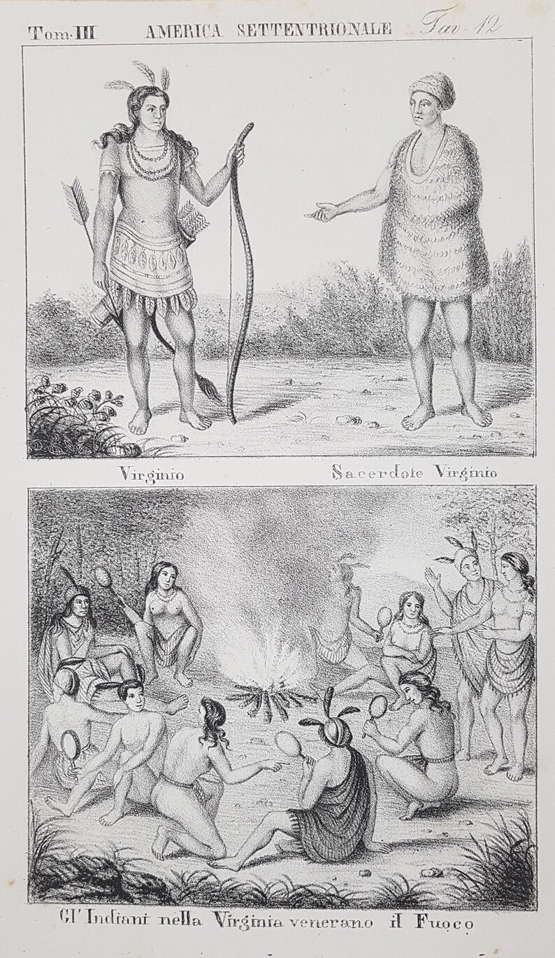 Shaman and Native Indians Fire Virginia North America US 1840 Etsy