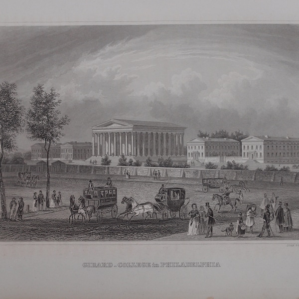 Vue animée Girard College Philadelphia Pennsylvania 1860 Poppel