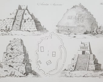 Big Size Antique ruins buildings Mesoamerican Pyramids South America 1845 Lago Bernati