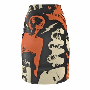 Women's Pencil Skirt Bride of Frankenstein Gothstyle Unique Horror Gift image 3