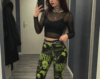 Nosferatu Leggings, Classic Vintage Horror Movie Monster Vampire Halloween Costume, Women's Casual Pants, Retro Scary Film Apparel,
