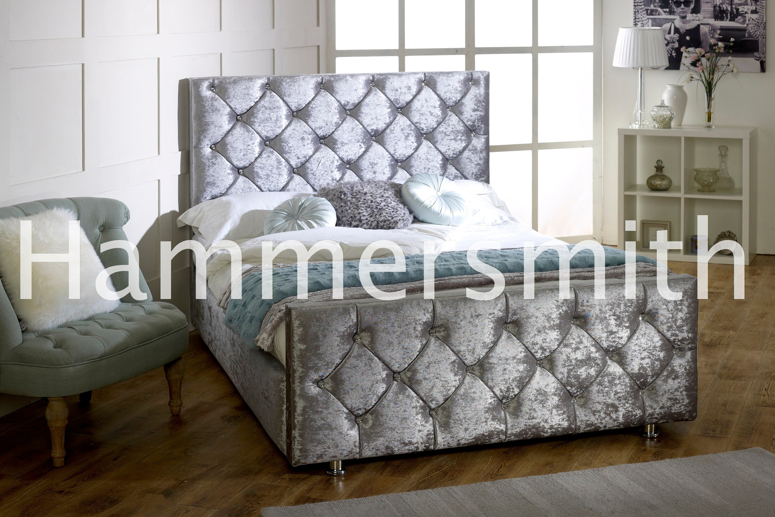 BRAND NEW UK Handmade Diamond Crushed Velvet Bed Frame 3FT Etsy UK
