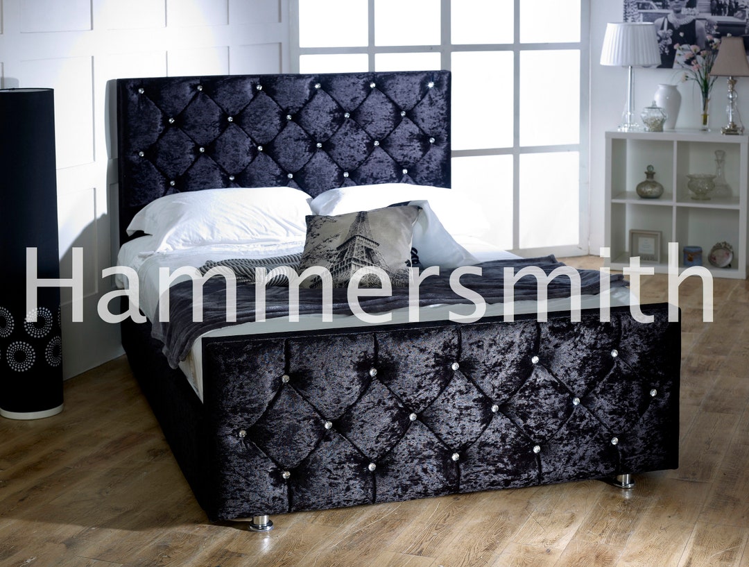 BRAND NEW UK Handmade Diamond Crushed Velvet Bed Frame 3FT Etsy UK
