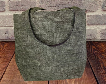 Market Tote Canvas Handles Green Texture / Black