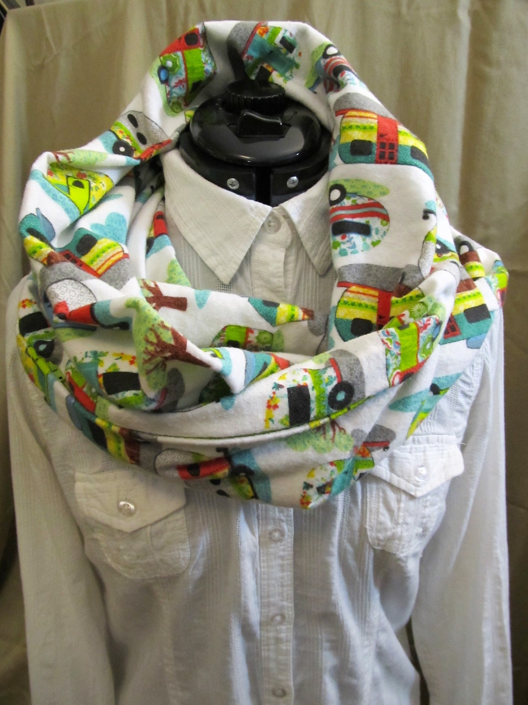 Hidden Pocket Infinity Scarf 100 Cotton Flannel Etsy UK