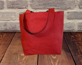 Market Tote Canvas Handles Red / Navy