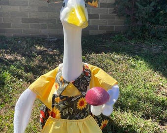 Woodland Whimsy – Handmade Porch Goose Mushroom Outfit with Hairbow & Prop