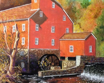 The Clinton Gristmill This is a 16x20 Framed Pastel of one of the most famously photoed gristmill in the US.