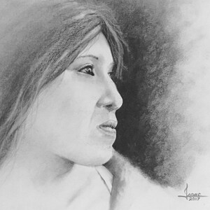 Beautiful Native American Maiden This is a Framed 16x17 Original Graphite Portrait of a Beautiful Native American Woman. image 1