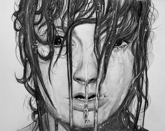 Pour Me a Drink of Water Original 18.5x24.5 Graphite / 2019 Fusion Art Black and White Exhibition: 5th Place for Traditional Art.
