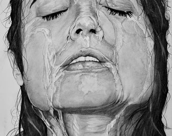 SOAKED This is a 21x28 Un-Framed Original Graphite/Charcoal also offered as a 21x28 Canvas Wrapped Print.