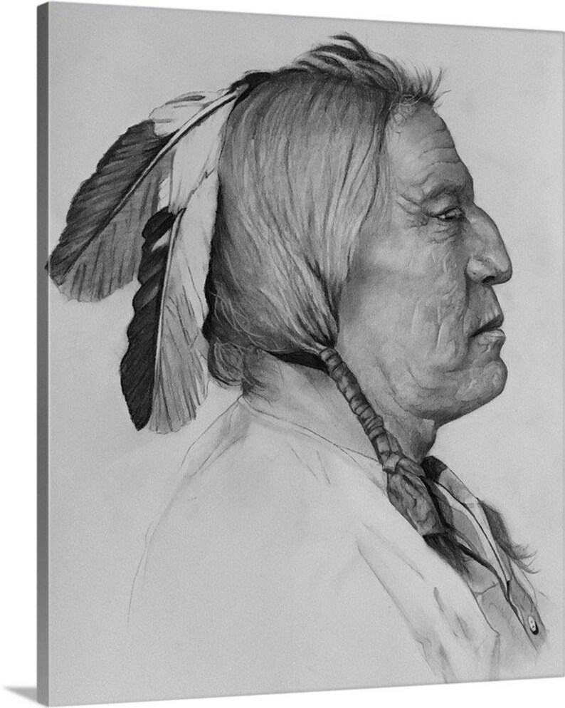 Native American Portrait of John Two Guns White Calf This is a 17x21 Framed Graphite of the Native American used for the Buffalo Nickle. image 2